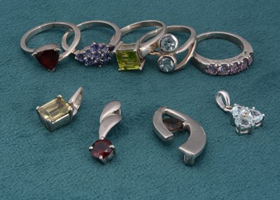 Lot 88 - Five gem set silver rings