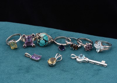 Lot 93 - Seven gem set dress rings