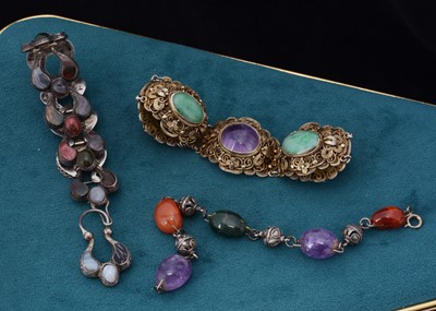 Lot 111 - Three hardstone bracelets