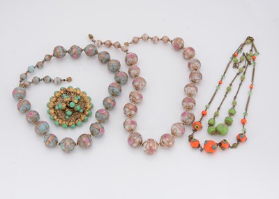 Lot 134 - Two early 20th century glass Venetian bead necklaces