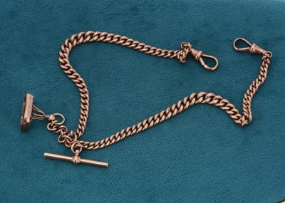 Lot 162 - A 9ct gold double Albert fob watch chain