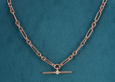 Lot 195 - A 9ct rose gold Albert chain