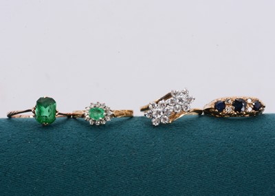 Lot 200 - Four 9ct gold gem set rings