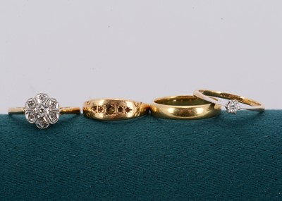 Lot 202 - Four 18ct gold rings