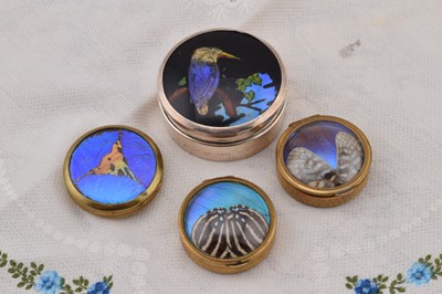 Lot 276 - Three French Peguy 1920s circular butterfly wing compacts