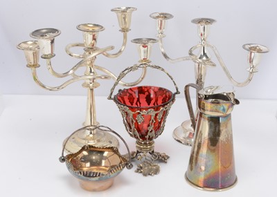 Lot 341 - A nice Victorian silver plated and red glass bon bon