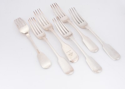 Lot 348 - Six various Georgian and later silver dinner forks