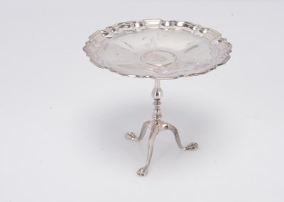 Lot 372 - A late Victorian silver miniature tripod wine table by Goldsmiths & Silversmiths