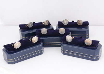 Lot 421 - Five pairs of modern silver cufflinks