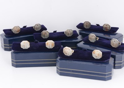 Lot 422 - Six pairs of modern silver cufflinks