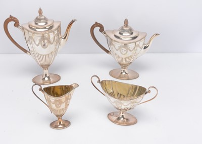 Lot 423 - A c1930s silver plated four piece tea set by Frederick Elkington