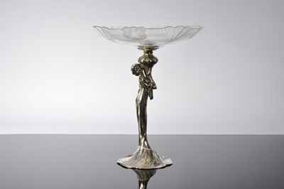 Lot 427 - An Art Nouveau period silver plated and glass centre piece by WMF