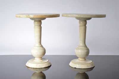 Lot 431 - A pair of Art Deco period alabaster stands or small tables