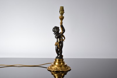 Lot 435 - A nice modern gilt metal and bronzed figure lamp base