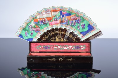 Lot 454 - A late 19th century Chinese fan in box