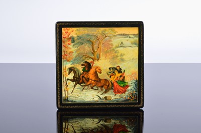 Lot 470 - A second half 20th century Russian lacquered and hand painted square box