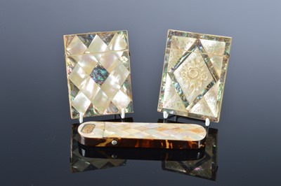 Lot 495 - Three mother of pearl inlaid cases