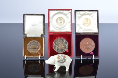 Lot 498 - Three Victorian and later cased medallions