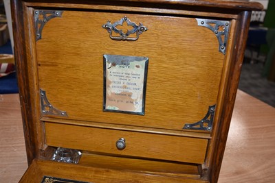 Lot 125 - A mahogany and brass travel desk and tidy