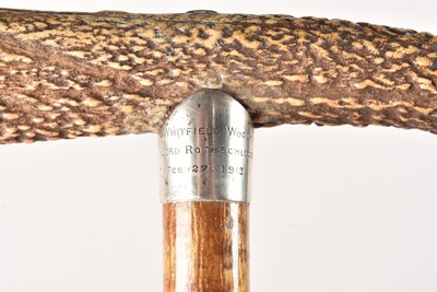 Lot 134 - An antler handled silver collared walking stick by Brigg