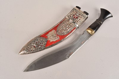 Lot 427 - A Middle Eastern White metal Presentation kukri