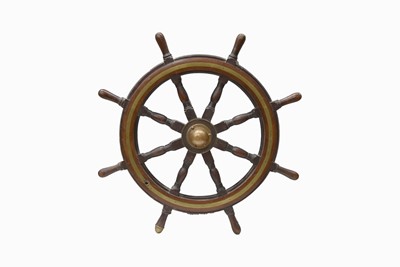 Lot 682 - A Mahogany and Brass Ship's Wheel