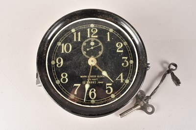 Lot 750 - A WWII US Navy Mark I Deck Clock by Seth Thomas