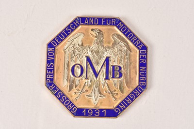 Lot 808 - An 'OMB' German Grand Prix for Motorcycle at the Nurburgring medallion