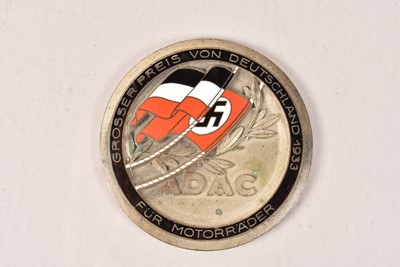 Lot 809 - An ADAC Grand Prix of German for Motorcycles 1933 medallion