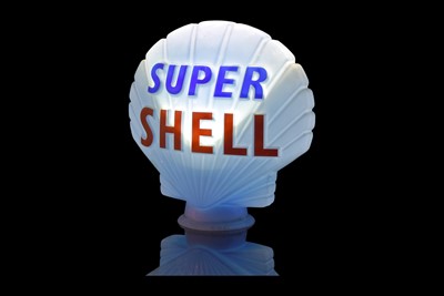 Lot 847 - A Super Shell Blue Glass Petrol Pump Globe by Hailware