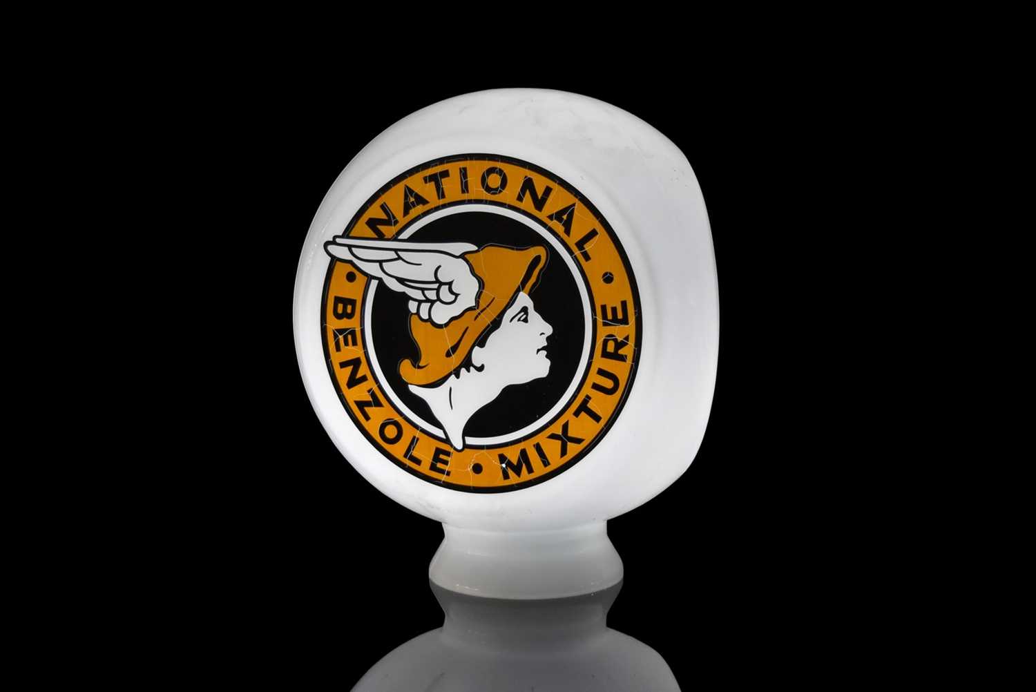 Lot 849 - A National Benzole Mixture Glass Petrol Pump Globe