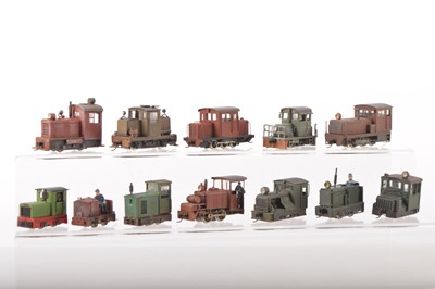 Lot 49 - Various Hoe Narrow Gauge mainly Continental Diesel Shunters mostly kitbuilt or modified and weathered (12)