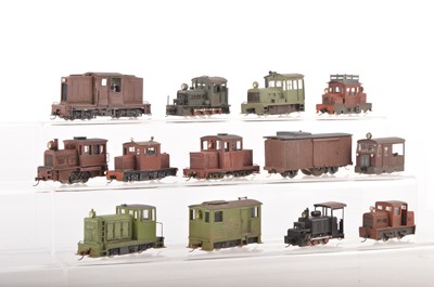 Lot 50 - Various HOe Narrow Gauge Freelance mainly American outline Diesel Shunters mostly kitbuilt or modified and weathered (13)