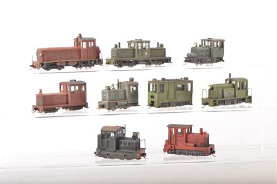 Lot 53 - American outline HOe  Narrow Gauge modified RTR and weathered  Diesel Locomotives (9)