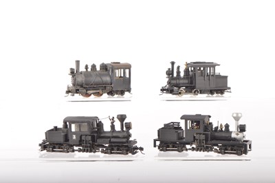 Lot 65 - American outline HOe Narrow Gauge brass and plastic kitbuilt/modified Shay 0-4-4-0 and other Steam Locomotives (4)