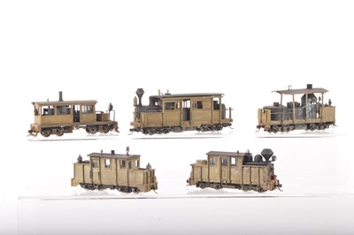 Lot 69 - American outline HOe Narrow Gauge brass and plastic kitbuilt/modified Logging wood clad Steam Locomotives (5)