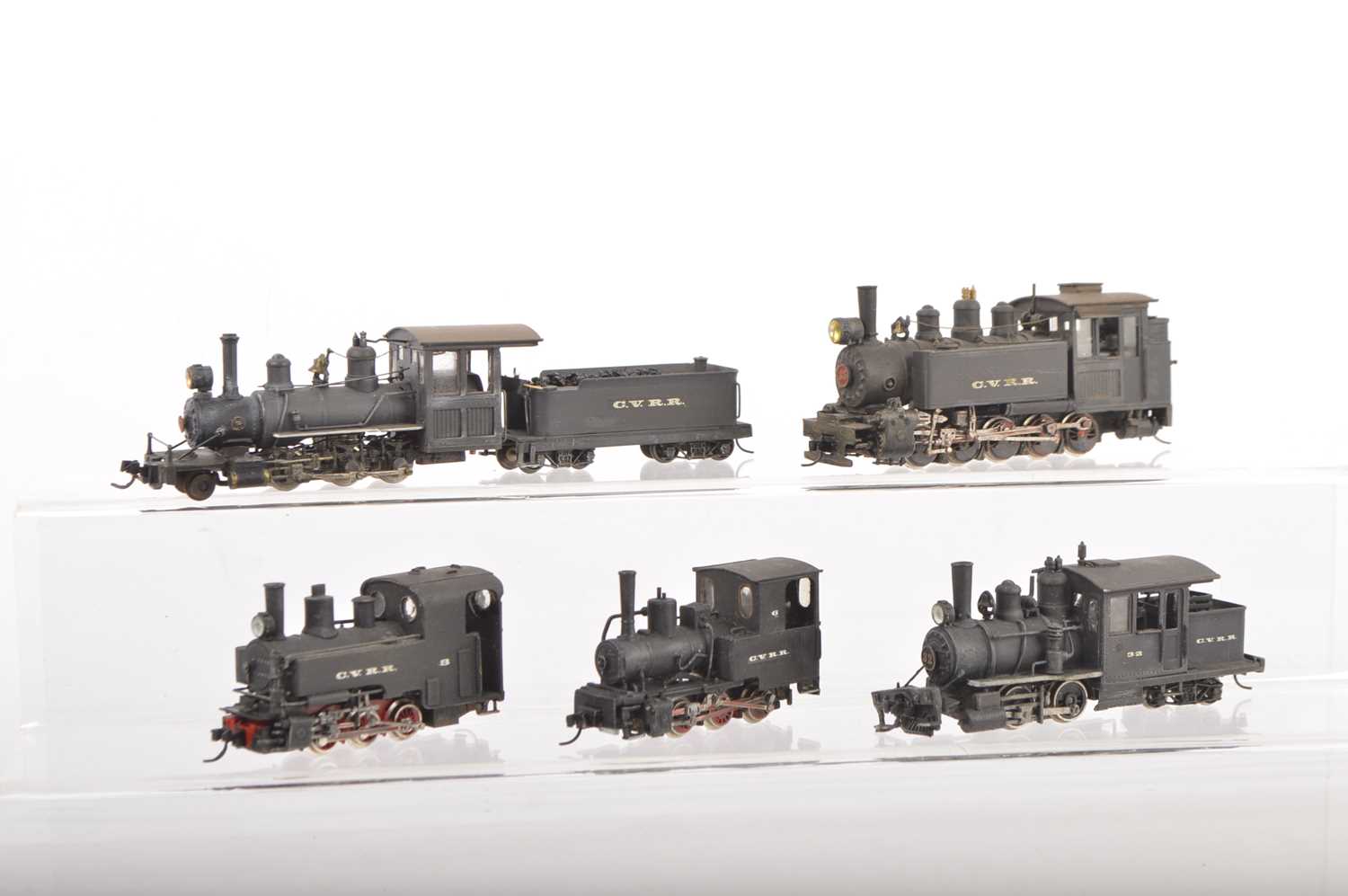 Lot 79 - American outline HOe Cray Valley RR Narrow Gauge metal and plastic 0-10-0 Tank and other Steam Locomotives and tenders, (5)