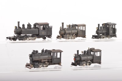 Lot 84 - American outline HOe Narrow Gauge brass RTR/kitbuilt/modified black Steam Locomotives (5)