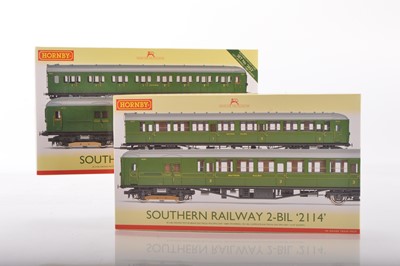 Lot 95 - Pair of Hornby 00 Gauge boxed Southern Railway green 2-BIL and 2-HAL EMU 2-Car Sets (2)