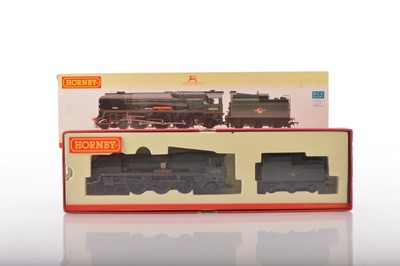 Lot 128 - Pair of Hornby 00 Gauge boxed BR green rebuilt West Country Class renamed Locomotives and Tenders (2)