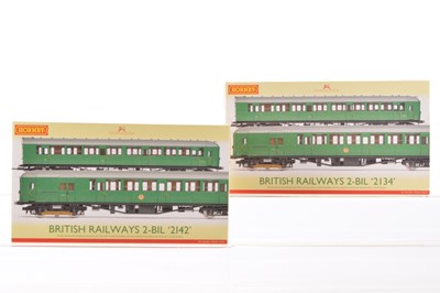 Lot 173 - Pair of Hornby 00 Gauge Boxed BR SR green 2-Bil Train Packs (2)