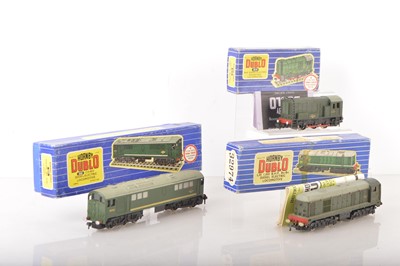 Lot 300 - Hornby-Dublo 00 Gauge 3-Rail BR green Diesel-Electric  Locomotives (3)