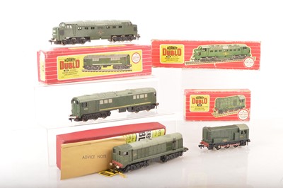 Lot 308 - Hornby-Dublo 00 Gauge 2-Rail Boxed BR green Diesel-Electric Locomotives (4)