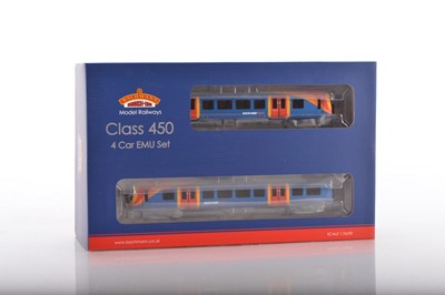 Lot 364 - Bachmann boxed 00 Gauge 31-040 South West Trains blue orange and red Class 450 4-Car EMU Unit 450073 21DCC