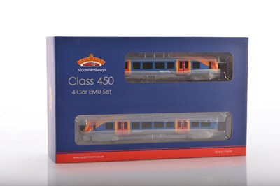 Lot 365 - Bachmann boxed 00 Gauge 31-041 South West Trains blue orange and red Class 450 4-Car EMU Unit 450127 21DCC