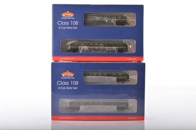 Lot 399 - Bachmann boxed 00 Gauge BR green 3-Car and 2-Car Class DMU Train Packs (2)