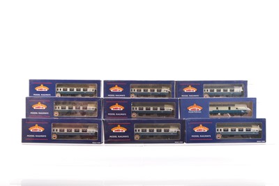 Lot 410 - Bachmann boxed 00 Gauge BR blue grey Mk2 Coaches and Van (9)