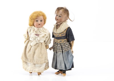 Lot 203 - Two small bisque-headed German dolls