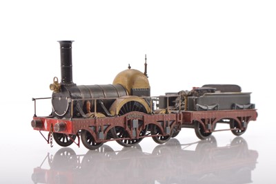 Lot 494 - Kit/Scratchbuilt 28mm Broad Gauge GWR unlined green Fire Fly Class 2-2-2 'Centaur' Locomotive and 4-wheel Tender