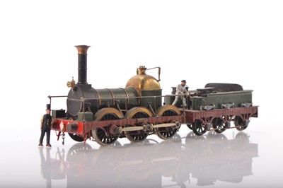 Lot 499 - Scratchbuilt 28mm Gauge Broad Gauge Unlined Green 1842 Hercules Class "Tityos" 0-6-0 Locomotive & Tender